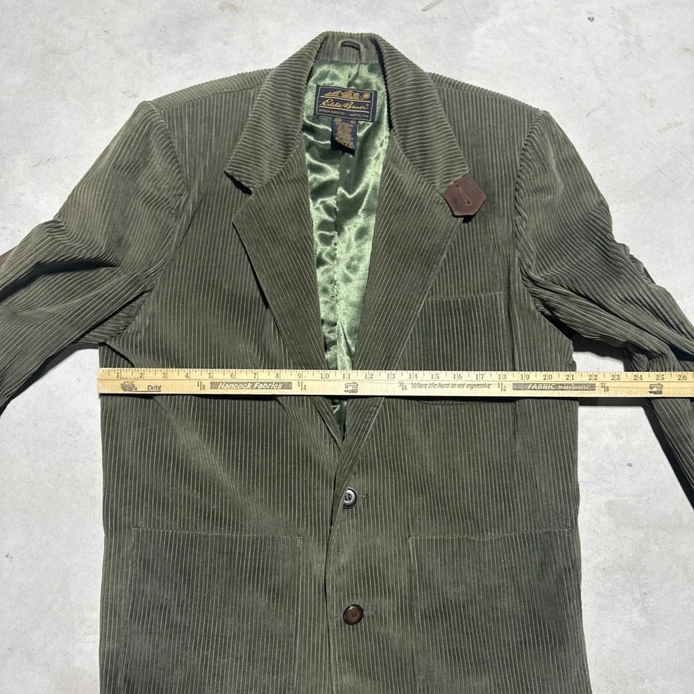 Vintage Eddie Bauer Green Corduroy Sports Jacket Blazer Men's SZ 40 Elbow Patch